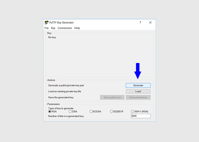 PUTTYgen generate public/private key