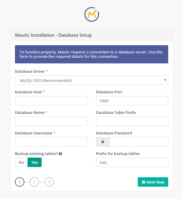 28d0ebfe mautic database setup