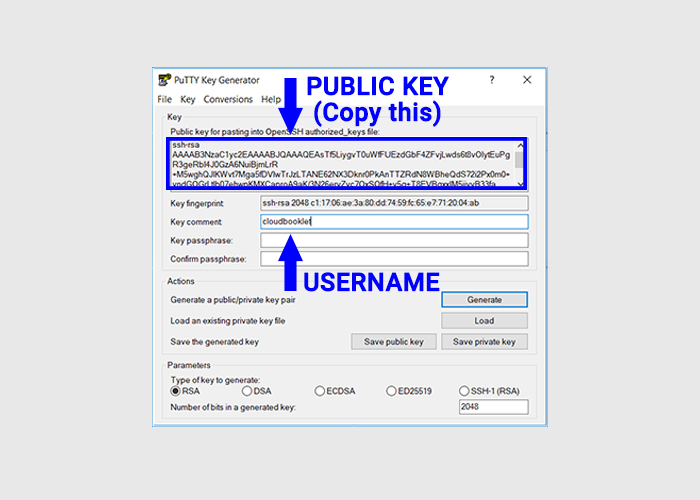 PUTTYgen Public-key