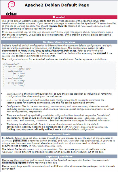 Verify Apache installation on Debian 9