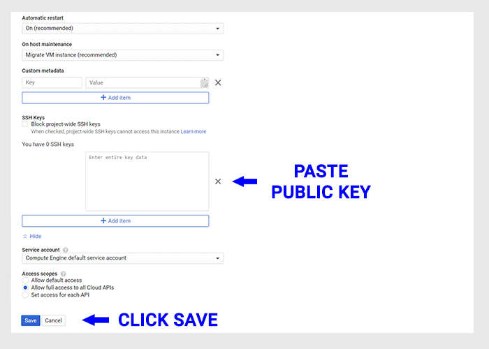 Paste public key