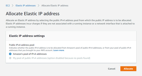 Allocate Elastic IP address