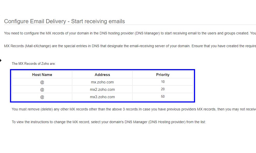 Configure MX records for Email Delivery