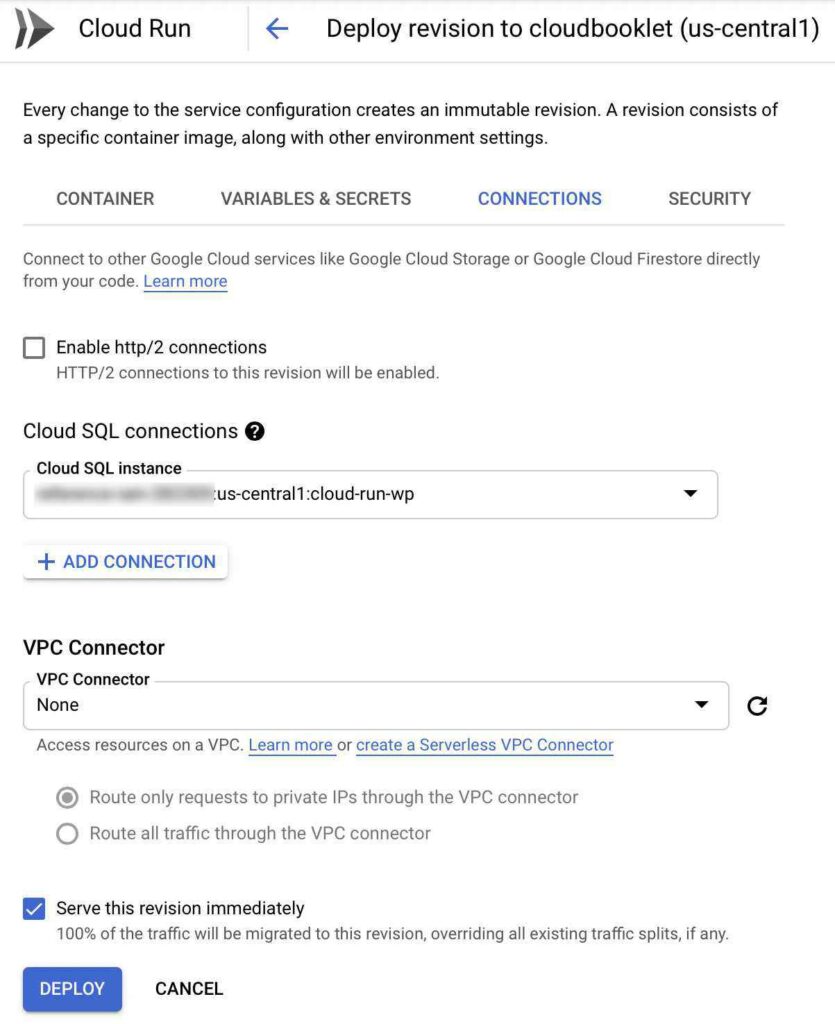 Cloud Run Cloud SQL connections