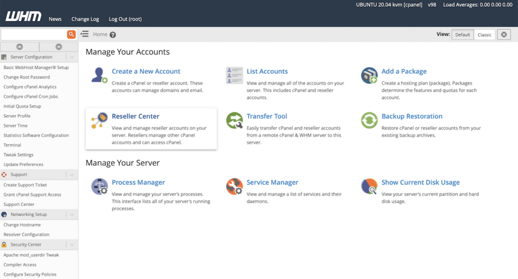 Cpanel WHM on Ubuntu 20.04