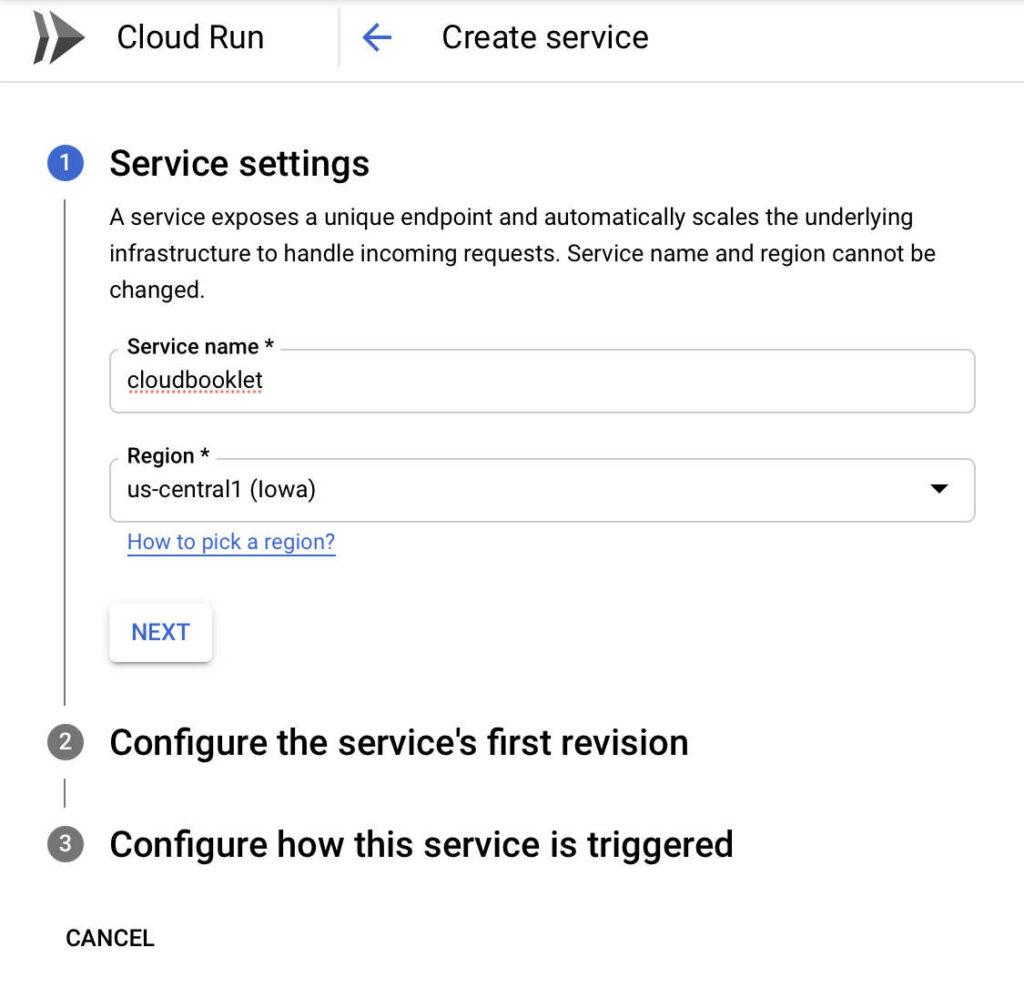 Create Cloud Run Service