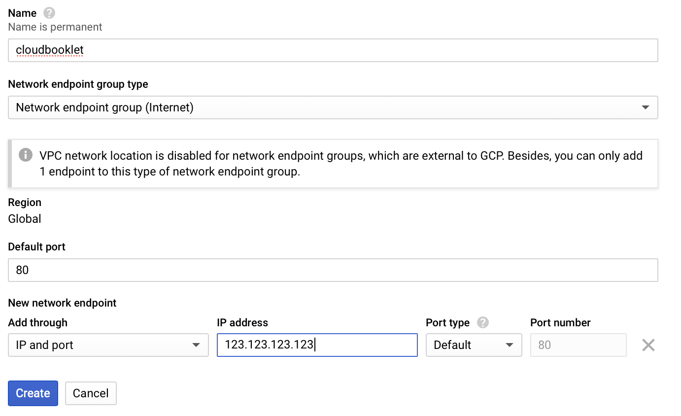Create Network Endpoint Group
