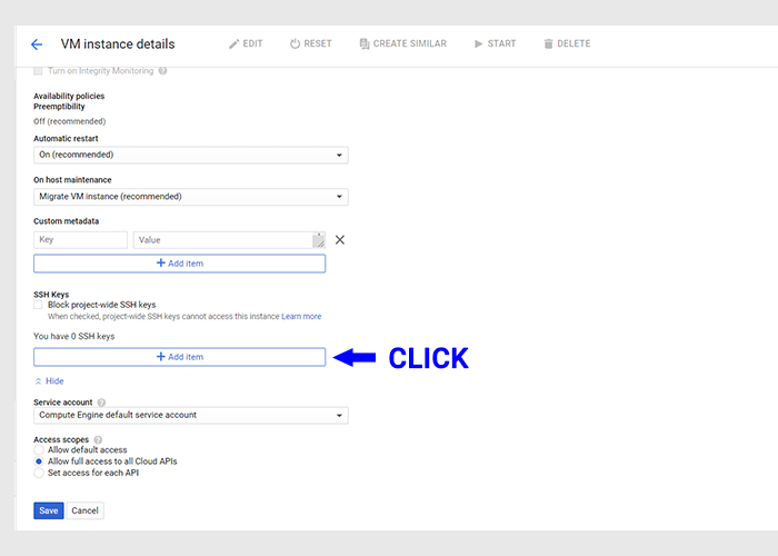 Edit VM Instance