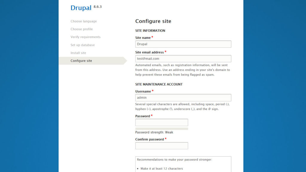 Configure Drupal