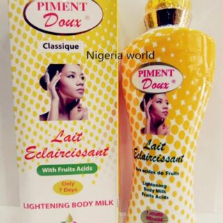 Piment Doux Whitening Lotion is a product that can remove any form of hyperpigmentation on your skin. It clears the skin and leaves it very vibrant.