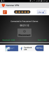 Hammer VPN MTN Free Browsing Cheat connected