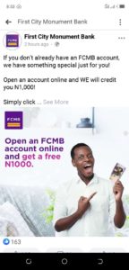 FCMB Online Bank On Facebook 