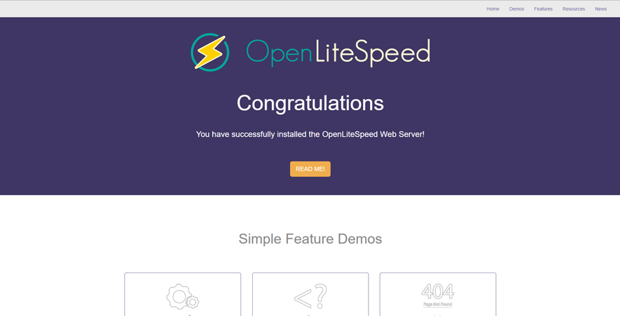 OpenLiteSpeed Web Page