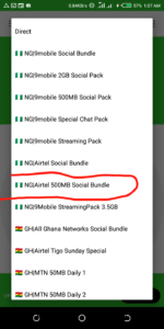 Airtel Social Bundle 500MB For N100