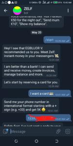 Earn €5 (2,140) From Zelf Instant Money In Messenger