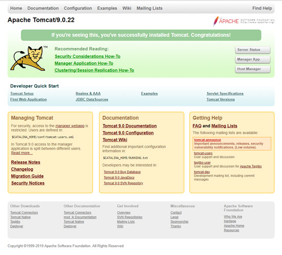 Tomcat Welcome Page