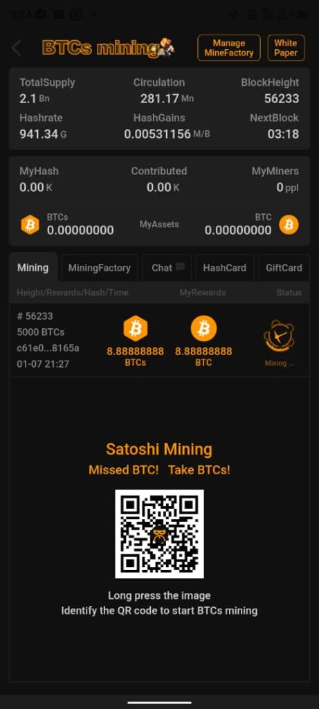 Satoshi BTCs mining app download