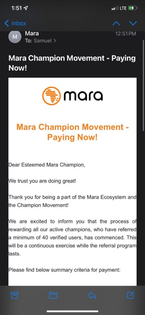 Mara Wallet Champion Account