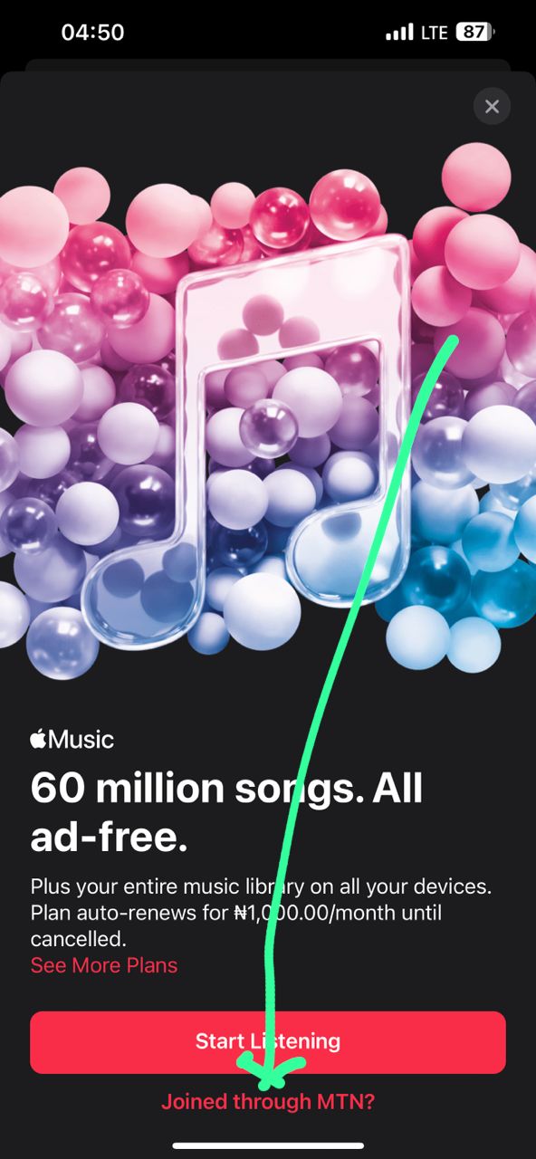 Mtn Apple Music offer Free 6 months