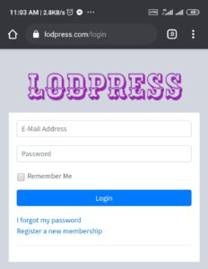 Lodpress log-in process