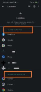 hiw to know apps that access your location on android