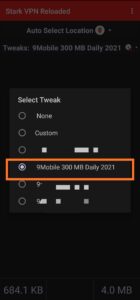 9mobile 300MB daily on stark VPN