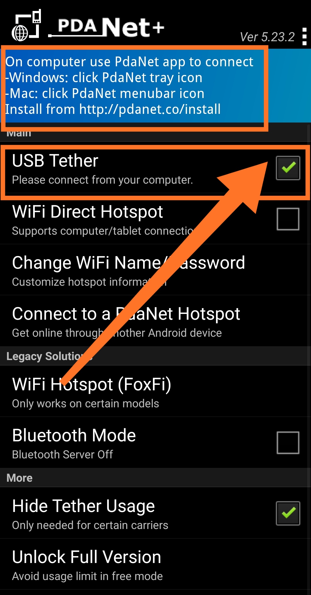 how to share vpn connection with other device using pdanet