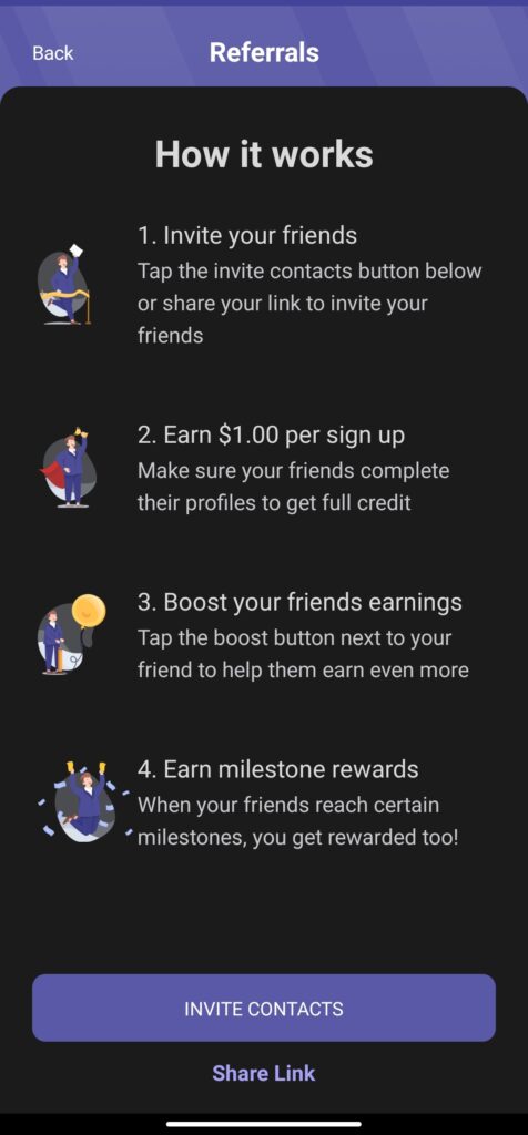 Cashew app referral reward