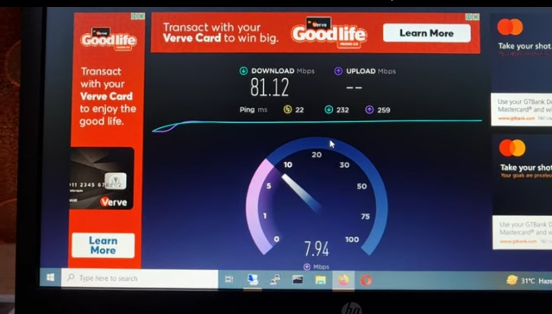 Starlink internet Speed Test Vs Mtn 5G Speed test