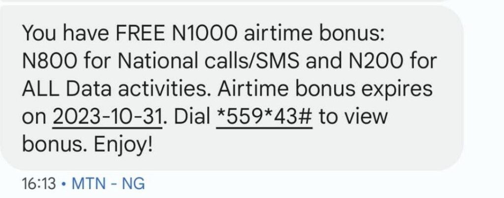 How To Get Free 1000 Bonus From Mtn