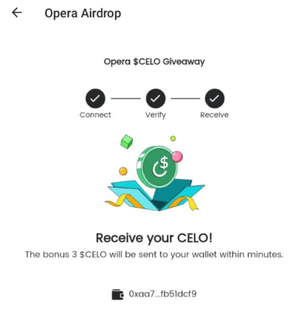 Opera Wallet airdrop celo