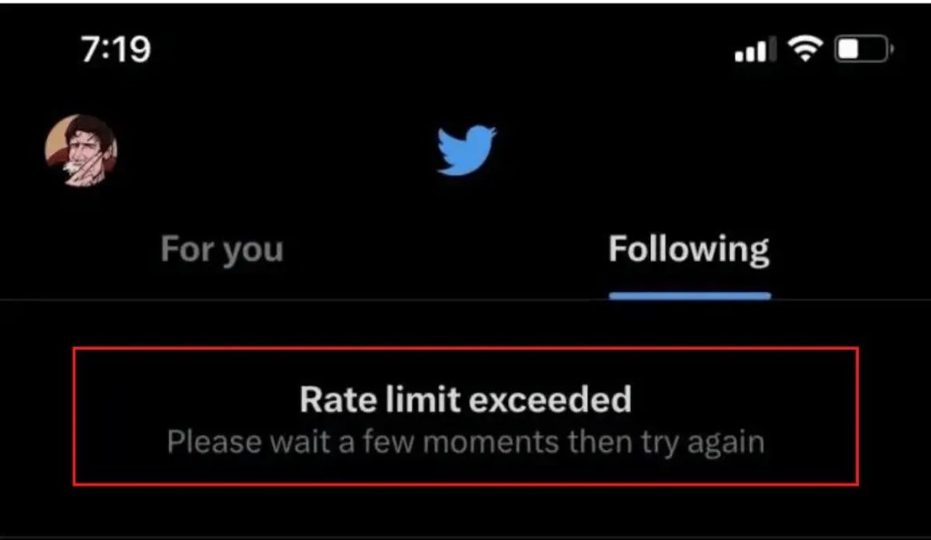 Rate Limit Exceeded Error On Twitter