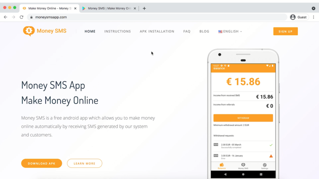 make money on Moneysmsapp app