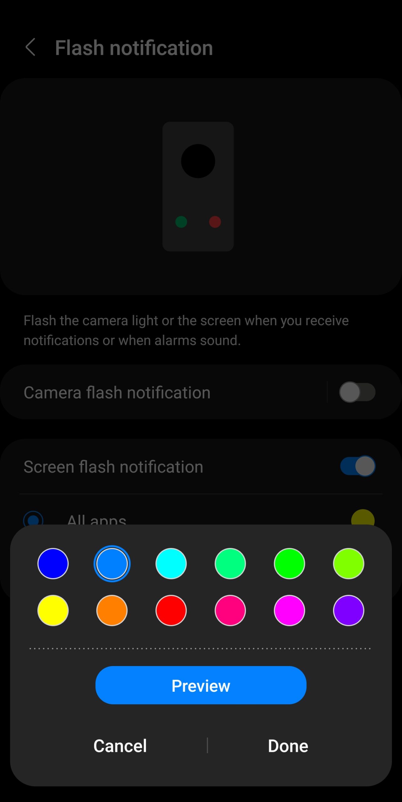 Samsung Flash Notification