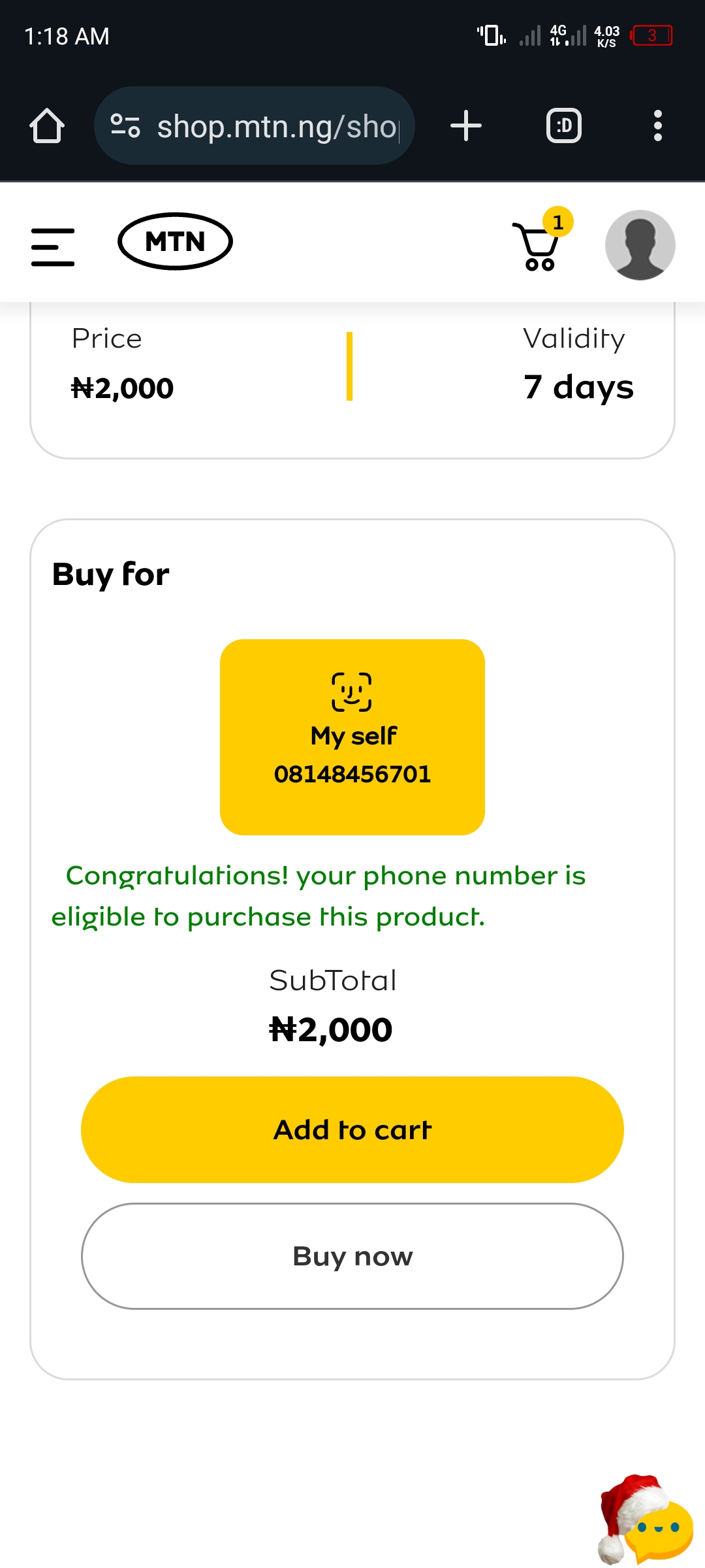 Mtn awoof 15GB For 2000